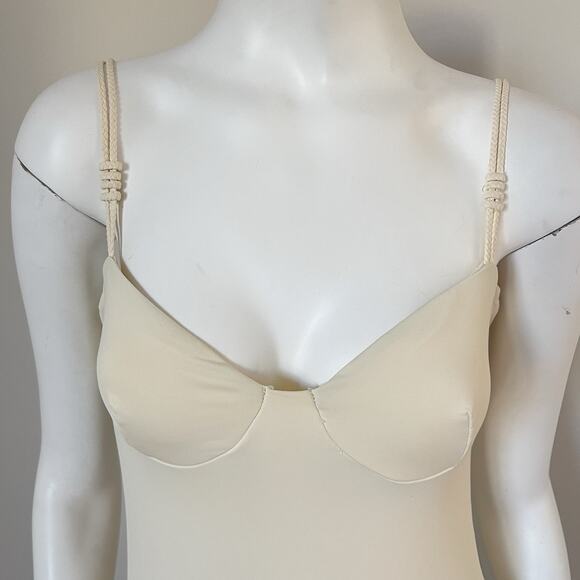 Zara 0167/030 Braided Strap One Piece Swimsuit Bathing Suit Size Small Cream - Picture 4 of 15